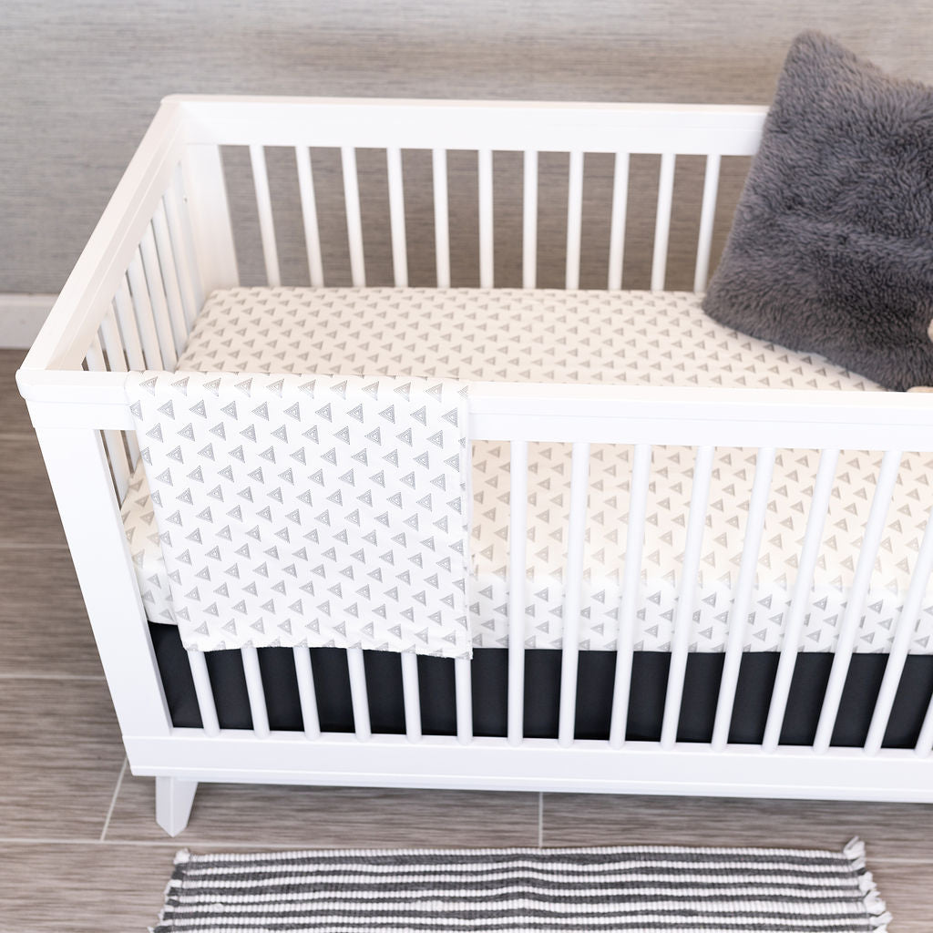My Little Hat - Classic Nursery Bedding Set - Light Gray on Ivory - Olli+Lime
